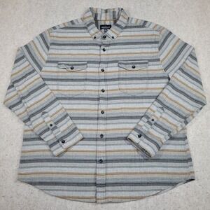 Jeremiah Flannel Shirt Mens XL‎ Gray Striped Long Sleeve Button Outdoor Woods